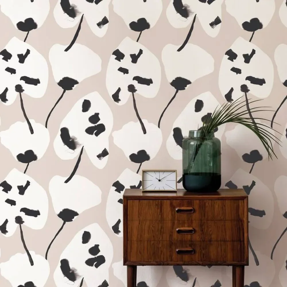 Tempaper & Co. 28 sq ft Painted Palm Peel and Stick Wallpaper Cocoa